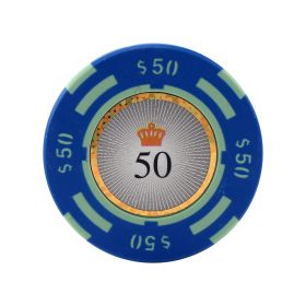25pc 13.5g Crown Casino Clay Poker Chips (9 colors)-Blue (50)