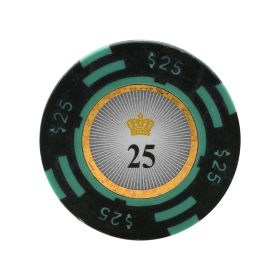 25pc 13.5g Crown Casino Clay Poker Chips (9 colors)-Green (25)