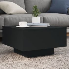 Coffee Table with LED Lights Black 21.7"x21.7"x12.2"