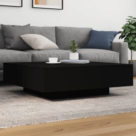 Coffee Table with LED Lights Black 39.4"x39.4"x12.2"