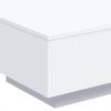 Coffee Table with LED Lights White 21.7"x21.7"x12.2"