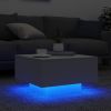 Coffee Table with LED Lights White 21.7"x21.7"x12.2"