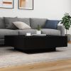 Coffee Table with LED Lights Black 39.4"x39.4"x12.2"