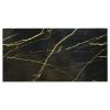 ON-TREND Contemporary Coffee Table with Faux Marble Top, Rectangle Cocktail Table with Caster Wheels, Moderate Luxury Center Table with Gold Metal Bar