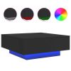 Coffee Table with LED Lights Black 31.5"x31.5"x12.2"