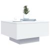 Coffee Table with LED Lights White 21.7"x21.7"x12.2"
