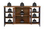 JHX Industrial Wine Bar Cabinet, Liquor Storage Credenza, Sideboard with Wine Racks & Stemware Holder (Hazelnut Brown, 55.12''w x 13.78''d x 30.31' '