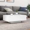 Coffee Table with LED Lights White 33.5"x21.7"x12.2"