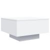 Coffee Table with LED Lights White 21.7"x21.7"x12.2"