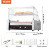 VEVOR Hot Dog Roller, 11 Rollers 30 Hot Dogs Capacity, 1650W Stainless Sausage Grill Cooker Machine with Dual Temp Control Glass Hood Acrylic Cover Bu