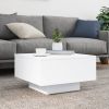 Coffee Table with LED Lights White 21.7"x21.7"x12.2"