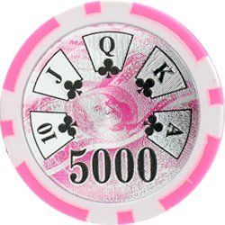 25pc 13.5g High Roller Clay Poker Chips w/ Laser Effects (10 colors)-Pink (5000)