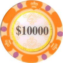25pc 13.5g Monte Carlo Clay Poker Chips (9 colors)-Orange ($10000)