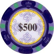 25pc 13.5g Monte Carlo Clay Poker Chips (9 colors)-Purple ($500)