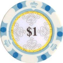 25pc 13.5g Monte Carlo Clay Poker Chips (9 colors)-White ($1)