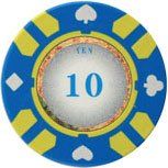 25pc 13.5g Stripe Suited V2 Clay Poker Chips (10 colors)-Light Blue (10)