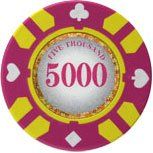 25pc 13.5g Stripe Suited V2 Clay Poker Chips (10 colors)-Pink (5000)