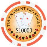25pc 11.5g  Tournament Series Poker Chips (10 colors)-Orange ($10000)