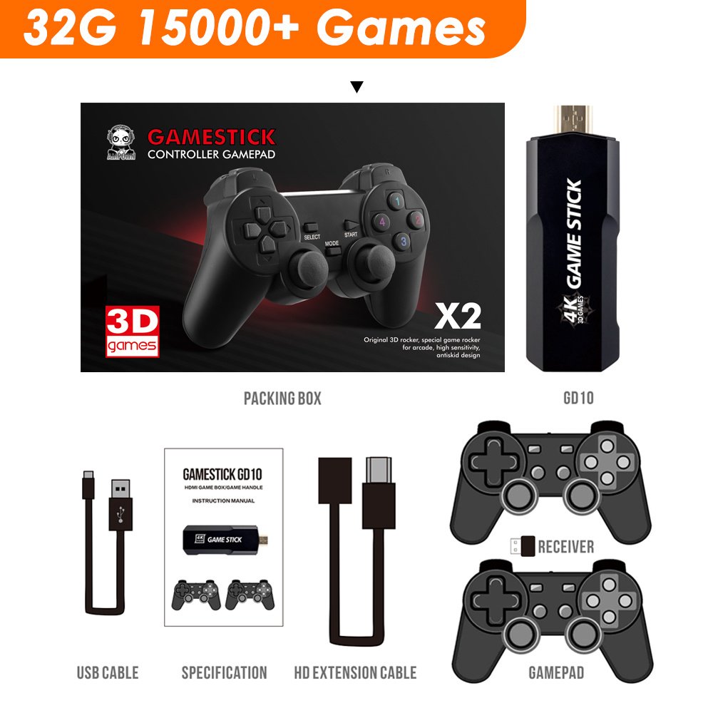 GD10 Retro Game Console 4K 60fps HDMI Output Low Latency TV Game Stick Dual Handle Portable Home Game Console For PS1 PSP GD10 Retro Game Console 4K 60fps HDMI Output Low Latency TV Game Stick Dual Handle Portable Home Game Console For PS1 PSP